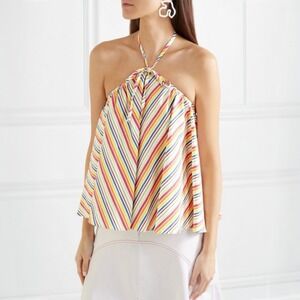 Rosie Assoulin Halter Top Striped Sleeveless Size 8 Made in Italy‎